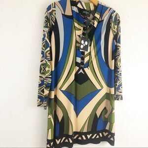 Analili Printed long sleeve blue dress size XS